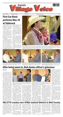 Salado After Being Sworn In, Boa Denies Officer's Grievance First Cav