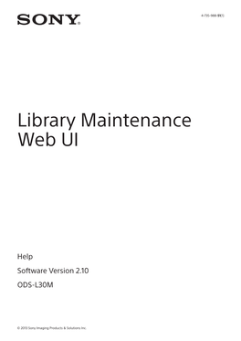 Library Maintenance Web UI
