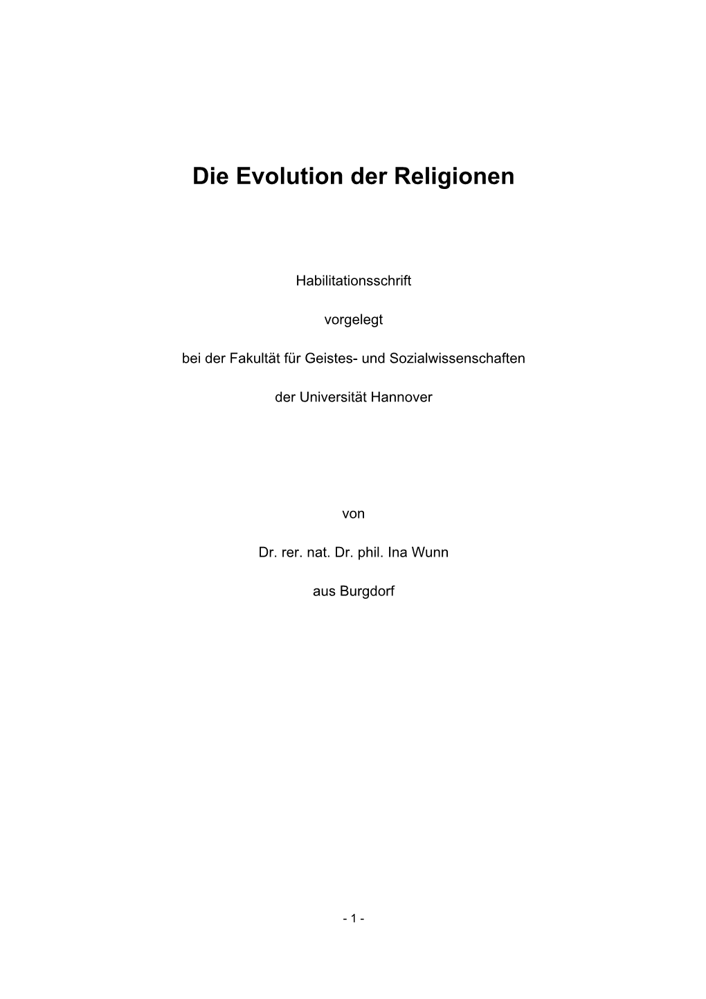 Die Evolution Der Religionen
