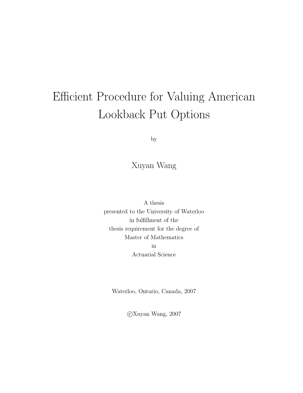 Efficient Procedure for Valuing American Lookback Put Options