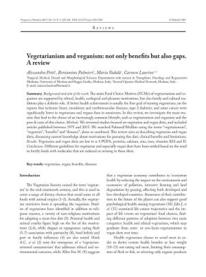 Vegetarianism and Veganism: Not Only Benefits but Also Gaps