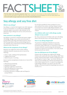 Soy Allergy and Soy Free Diet
