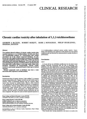Chronic Cardiac Toxicity After Inhalation Of1,1,1-Trichloroethane