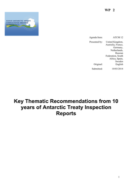 Key Thematic Recommendations from 10 Years of Antarctic Treaty Inspection Reports