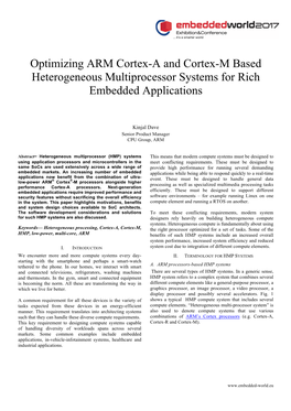 Optimizing ARM Cortex-A and Cortex-M Based Heterogeneous Multiprocessor Systems for Rich Embedded Applications