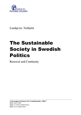 The Sustainable Society in Swedish Politics Renewal and Continuity