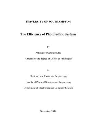 The Efficiency of Photovoltaic Systems