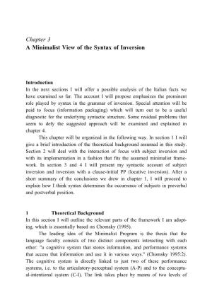 Chapter 3 a Minimalist View of the Syntax of Inversion