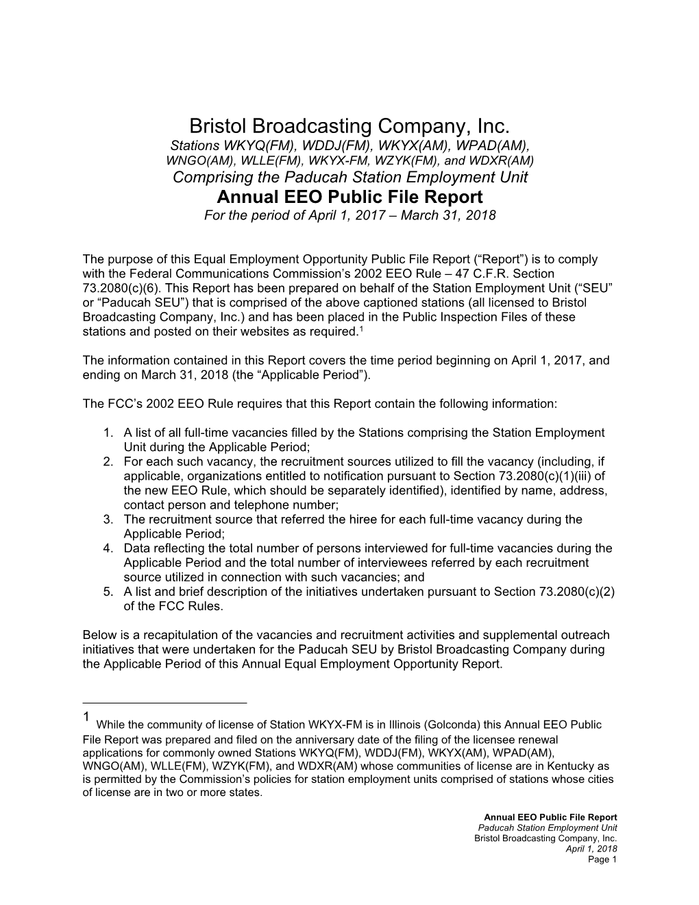 Bristol Broadcasting Company, Inc