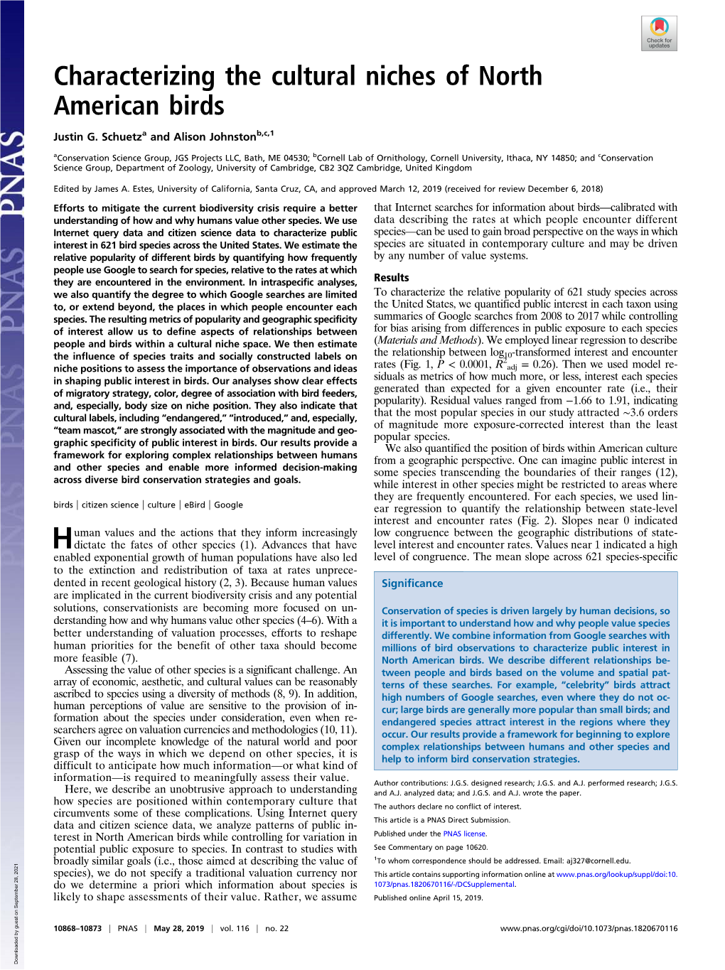 Characterizing the Cultural Niches of North American Birds