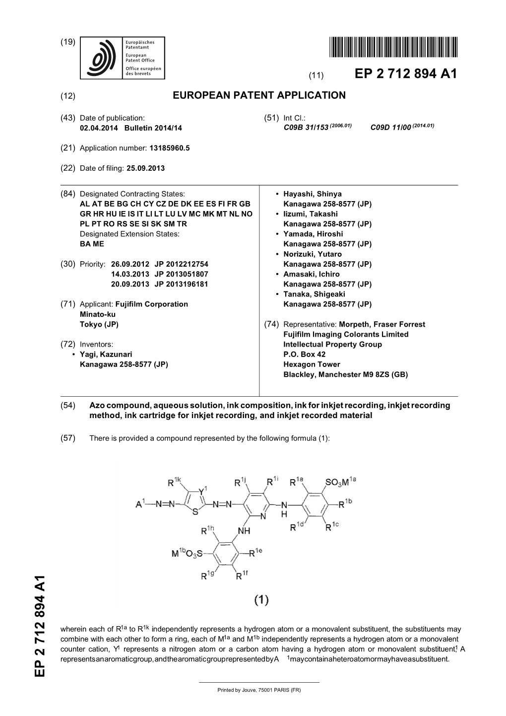 Azo Compound, Aqueous Solution, Ink Composition, Ink for Inkjet Recording, Inkjet Recording Method, Ink Cartridge for Inkjet Recording, and Inkjet Recorded Material