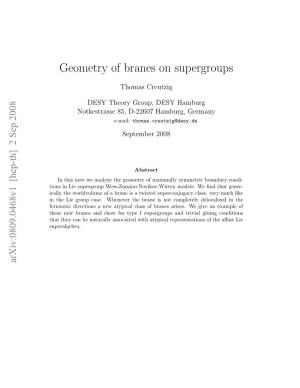 Geometry of Branes on Supergroups
