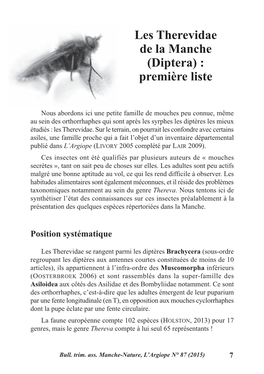 Les Therevidae De La Manche (Diptera) : Première Liste