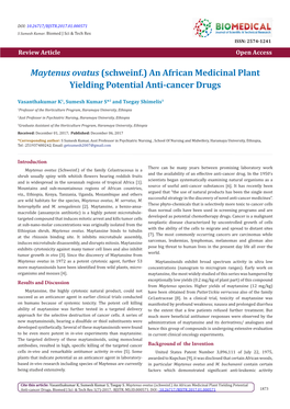 Maytenus Ovatus (Schweinf.) an African Medicinal Plant Yielding Potential Anti-Cancer Drugs