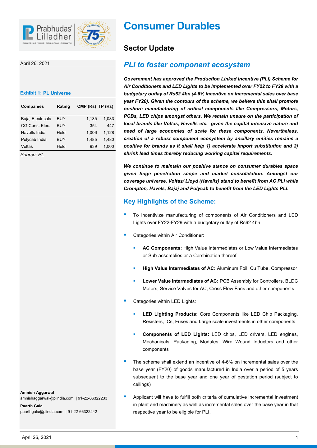 Consumer Durables22apr21