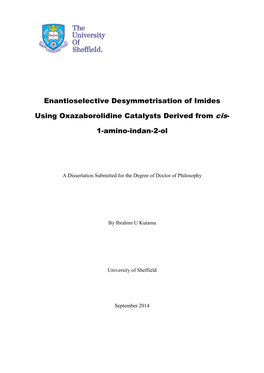 Enantioselective Desymmetrisation of Imides Using Oxazaborolidine