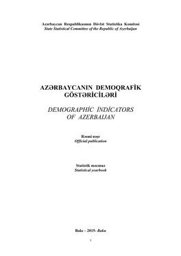 Azərbaycanin Demoqrafik Göstəriciləri Demographic Indicators of Azerbaijan