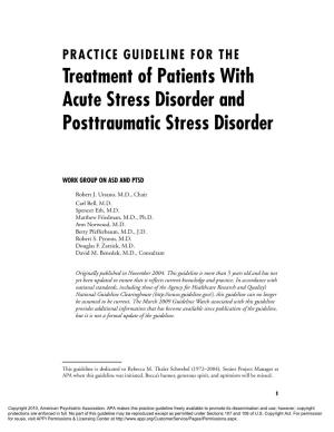 Acute Stress Disorder and Posttraumatic Stress Disorder