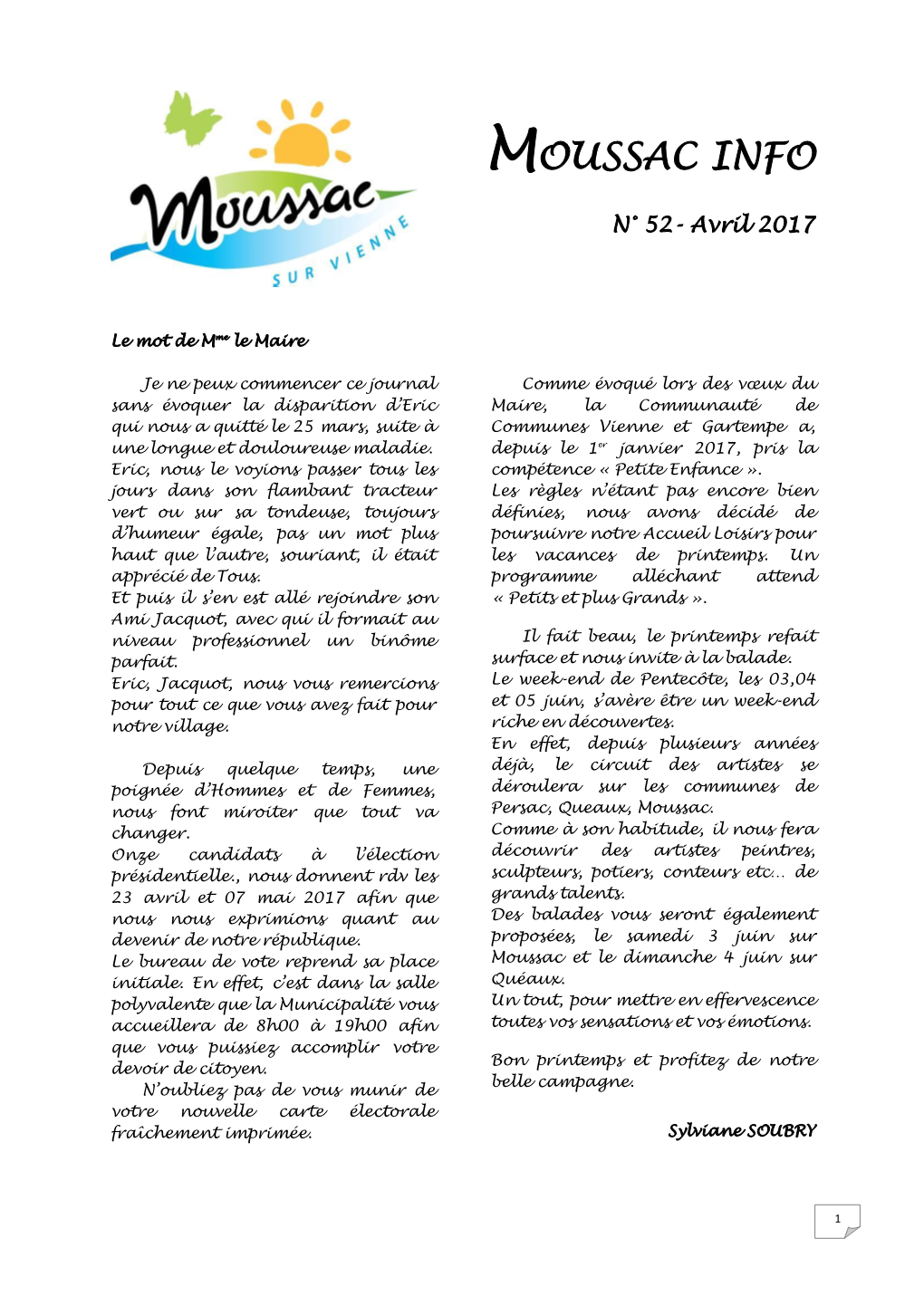 MOUSSAC INFO N°6 – Février 2009