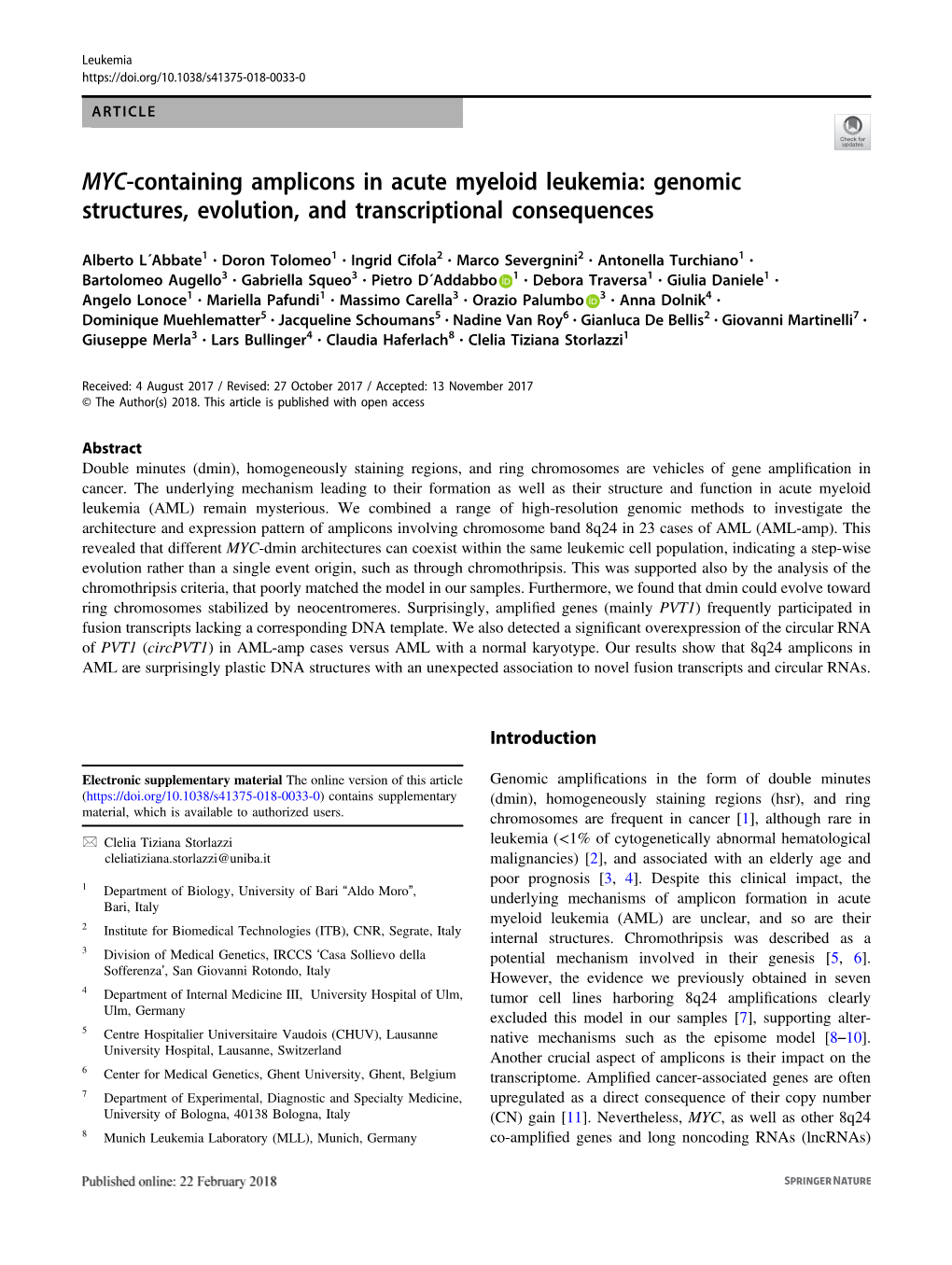 MYC-Containing Amplicons in Acute Myeloid Leukemia: Genomic Structures, Evolution, and Transcriptional Consequences