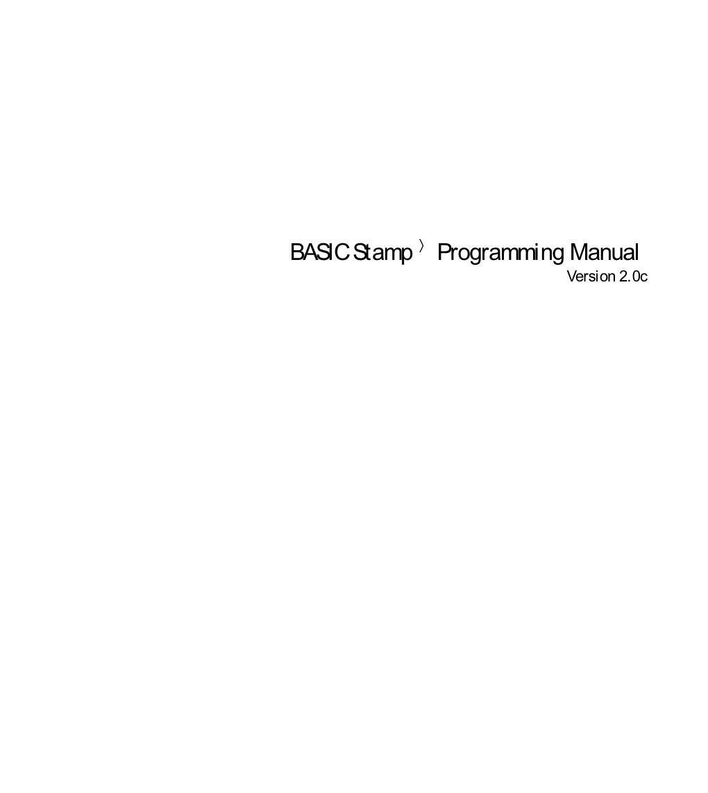BASIC Stamp Programming Manual 2.0C · · Page 1 Contents