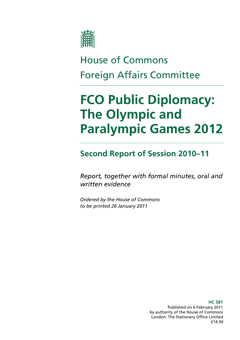 FCO Public Diplomacy: the Olympic and Paralympic Games 2012