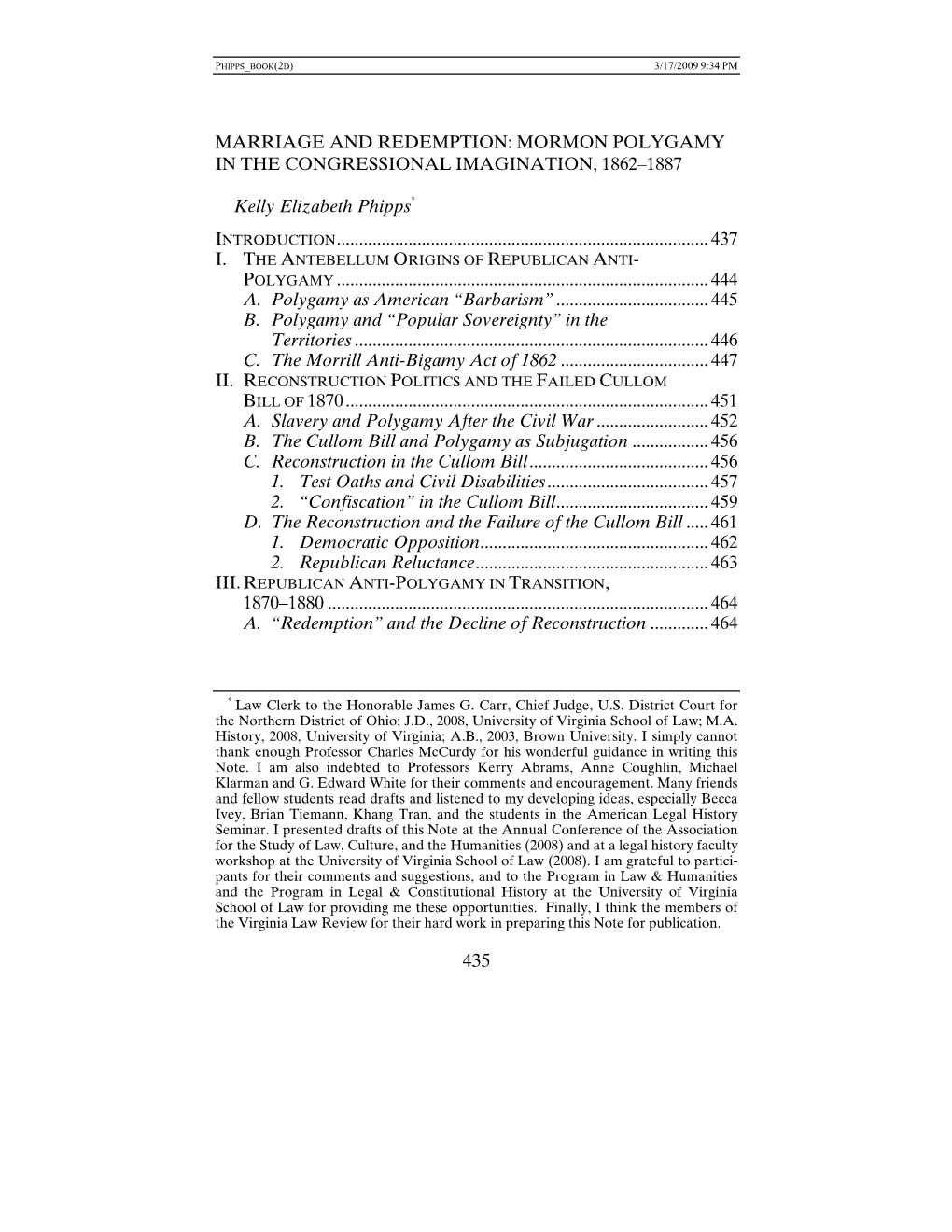 Marriage and Redemption: Mormon Polygamy in the Congressional Imagination, 1862–1887