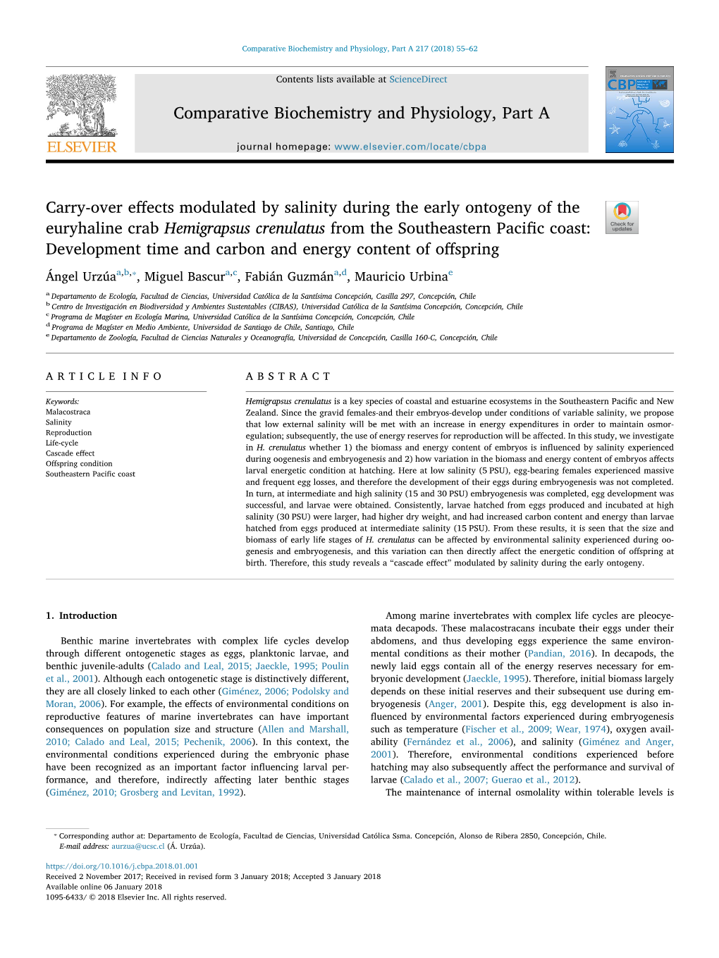 Carry-Over Effects Modulated by Salinity During the Early Ontogeny Of