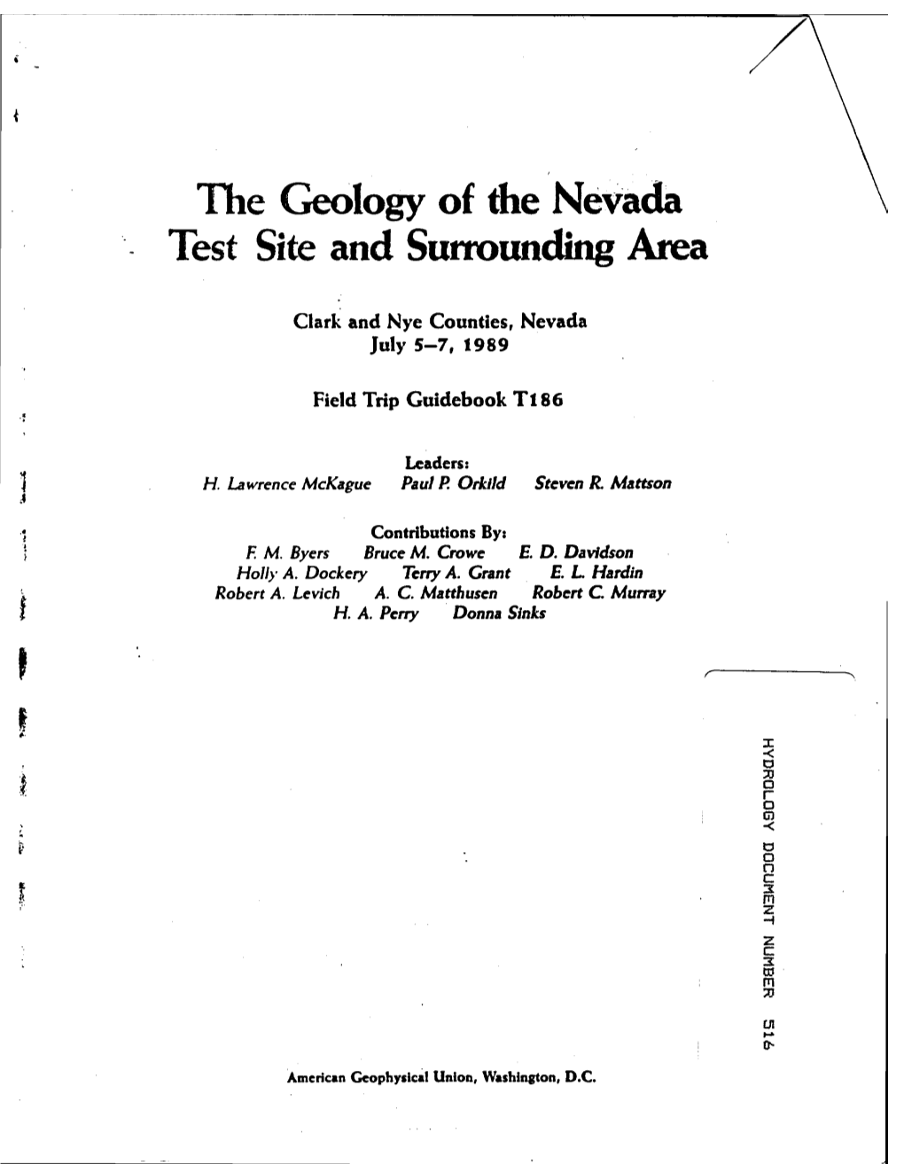 The Geology of the Nevada Test Site and Surrounding Area