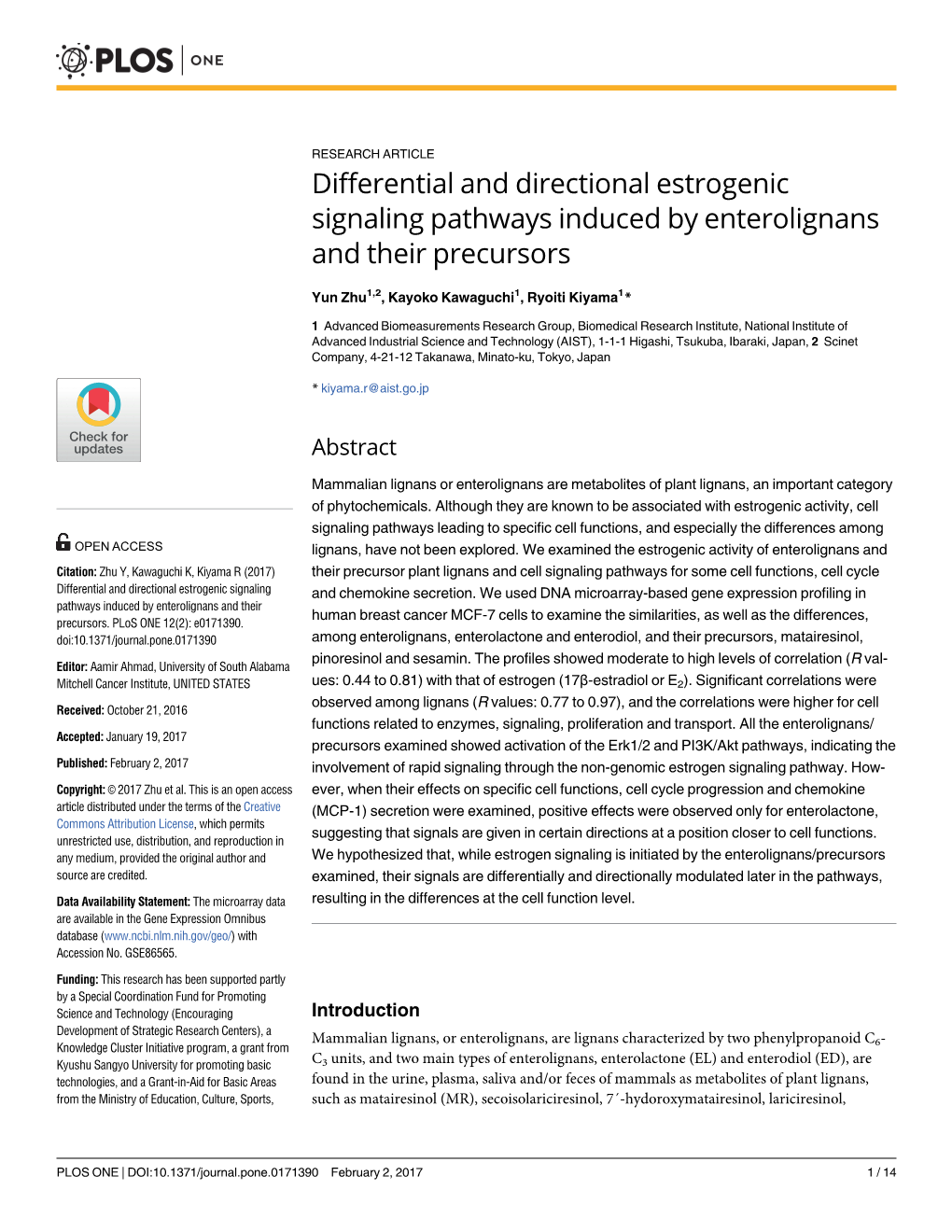 Differential and Directional Estrogenic Signaling Pathways Induced by Enterolignans and Their Precursors