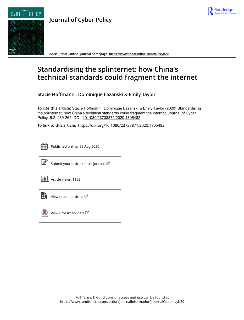 Standardising the Splinternet: How China's Technical Standards Could