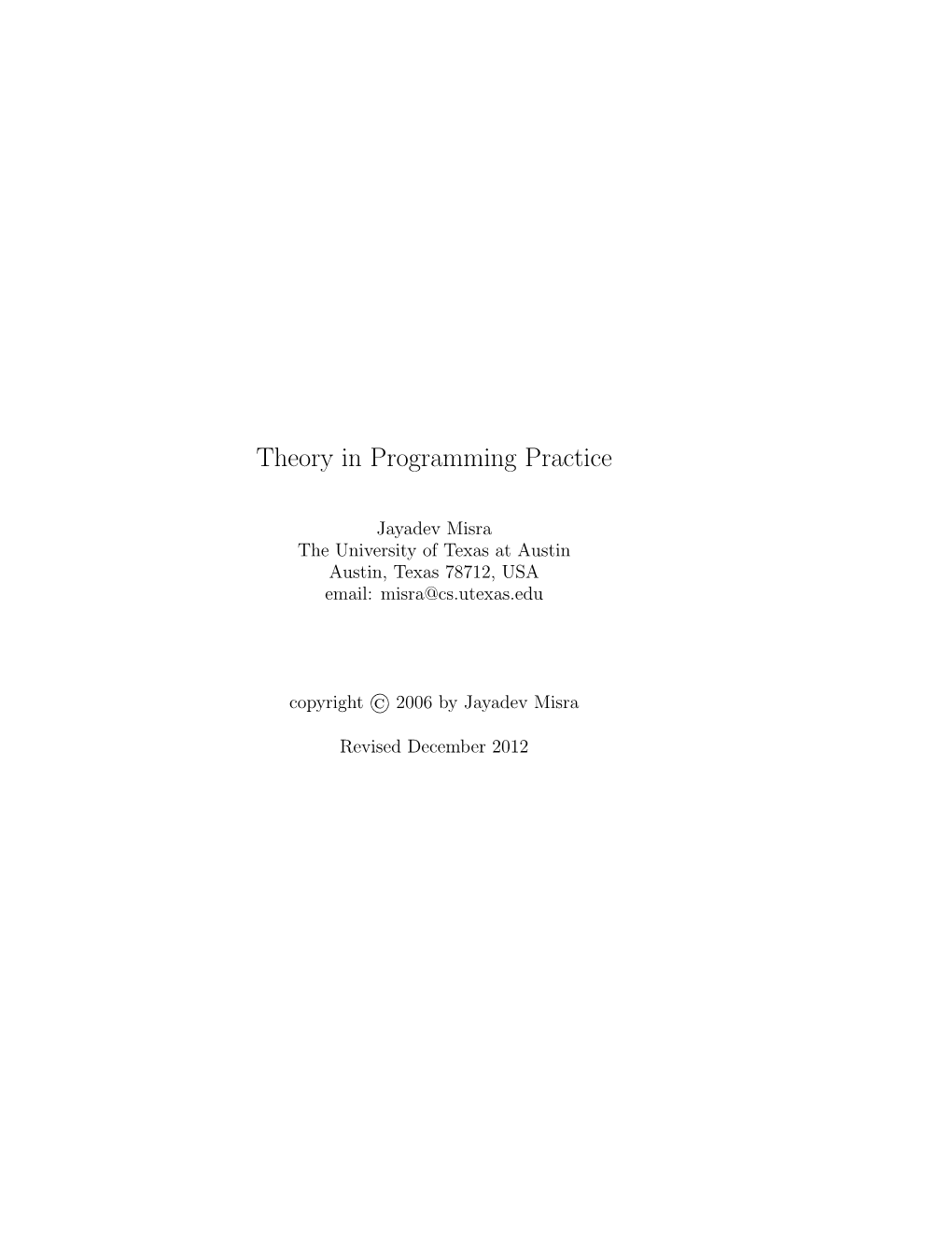 Theory in Programming Practice