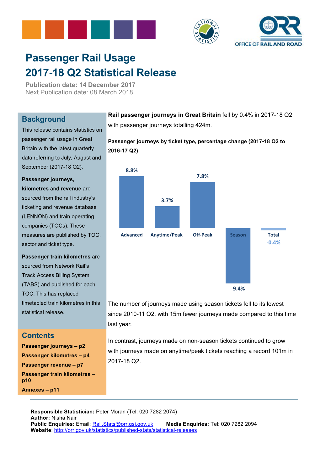 Passenger Rail Usage 2017-18 Q2 Statistical Release