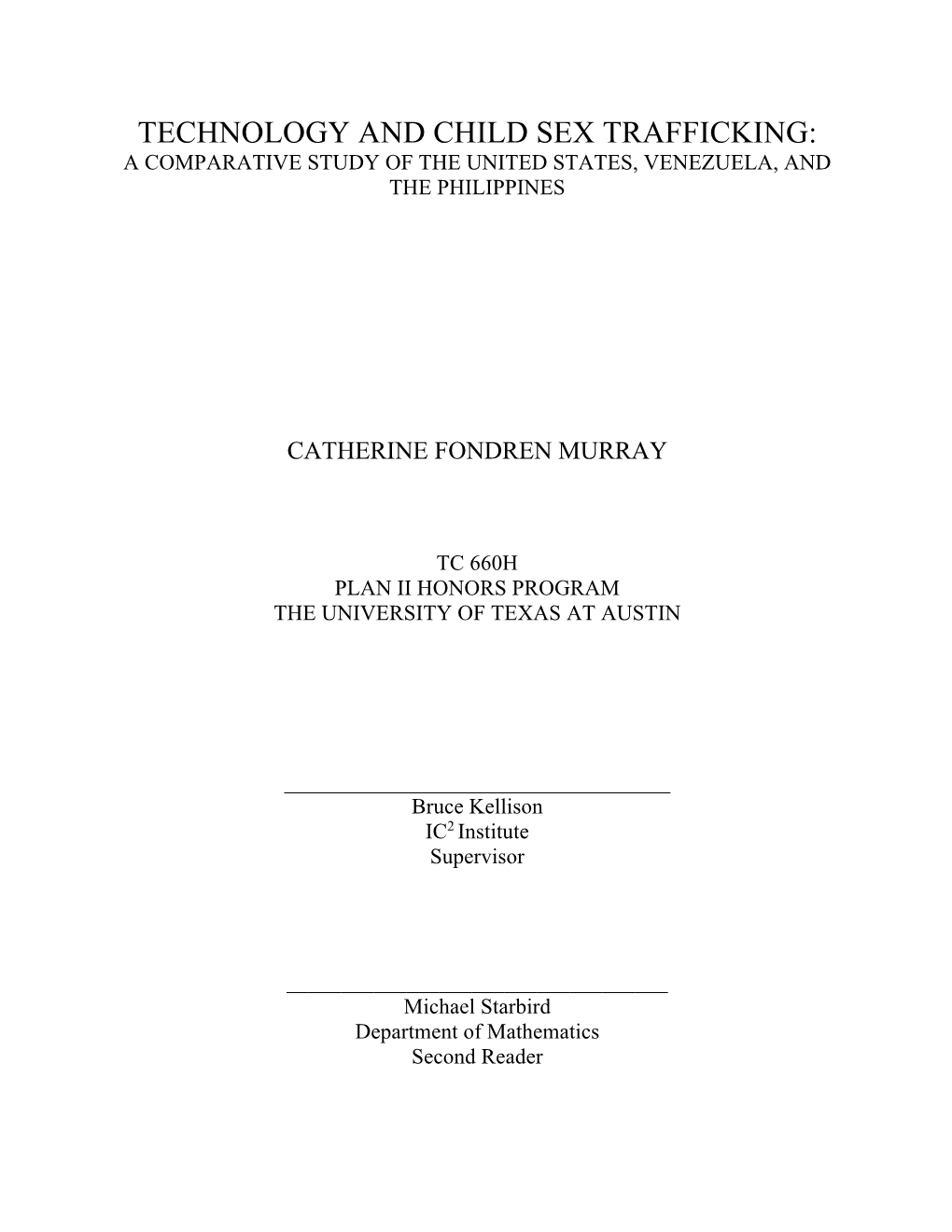 Technology and Child Sex Trafficking: a Comparative Study of the United States, Venezuela, and the Philippines