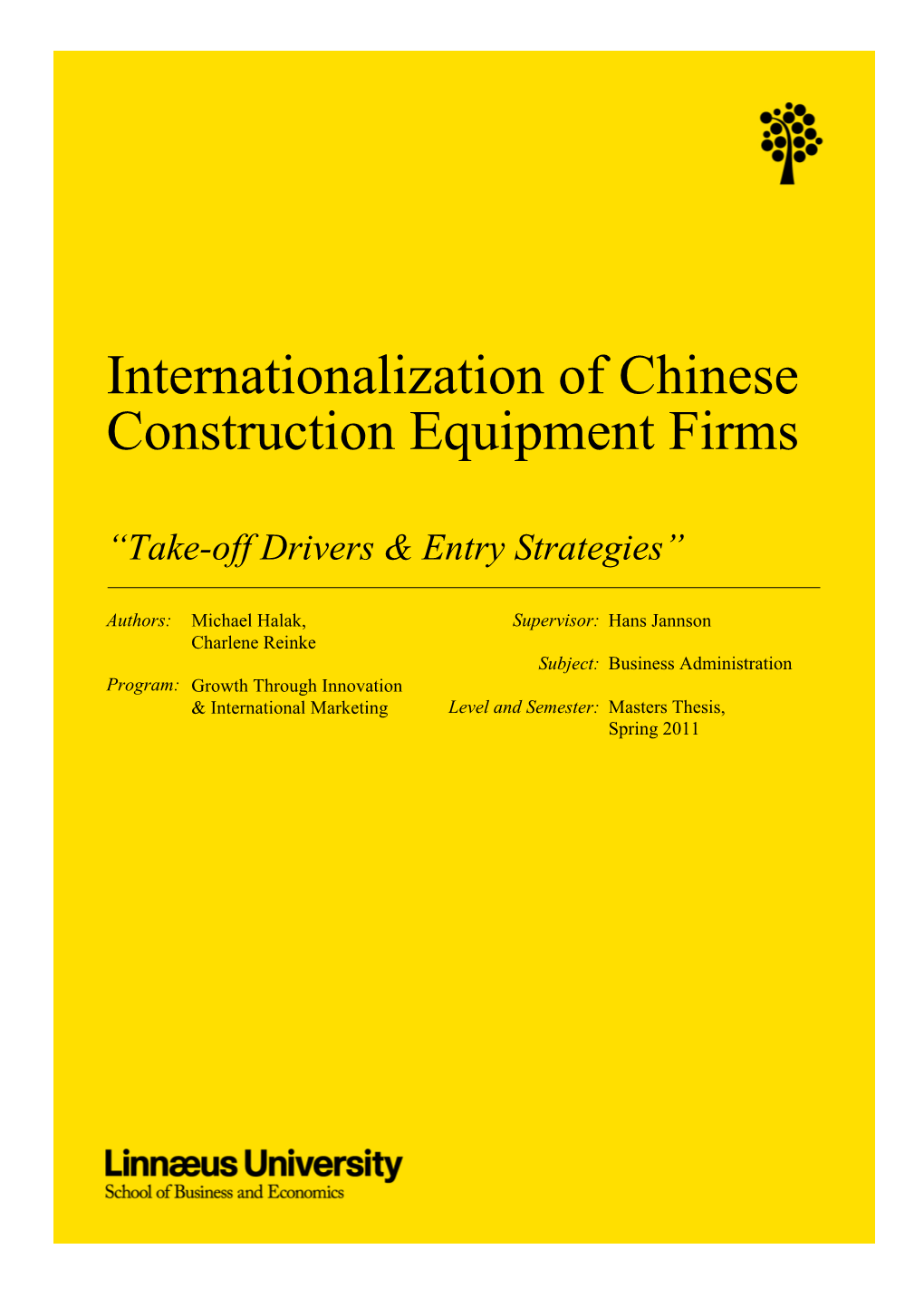 Internationalization of Chinese Construction Equipment Firms