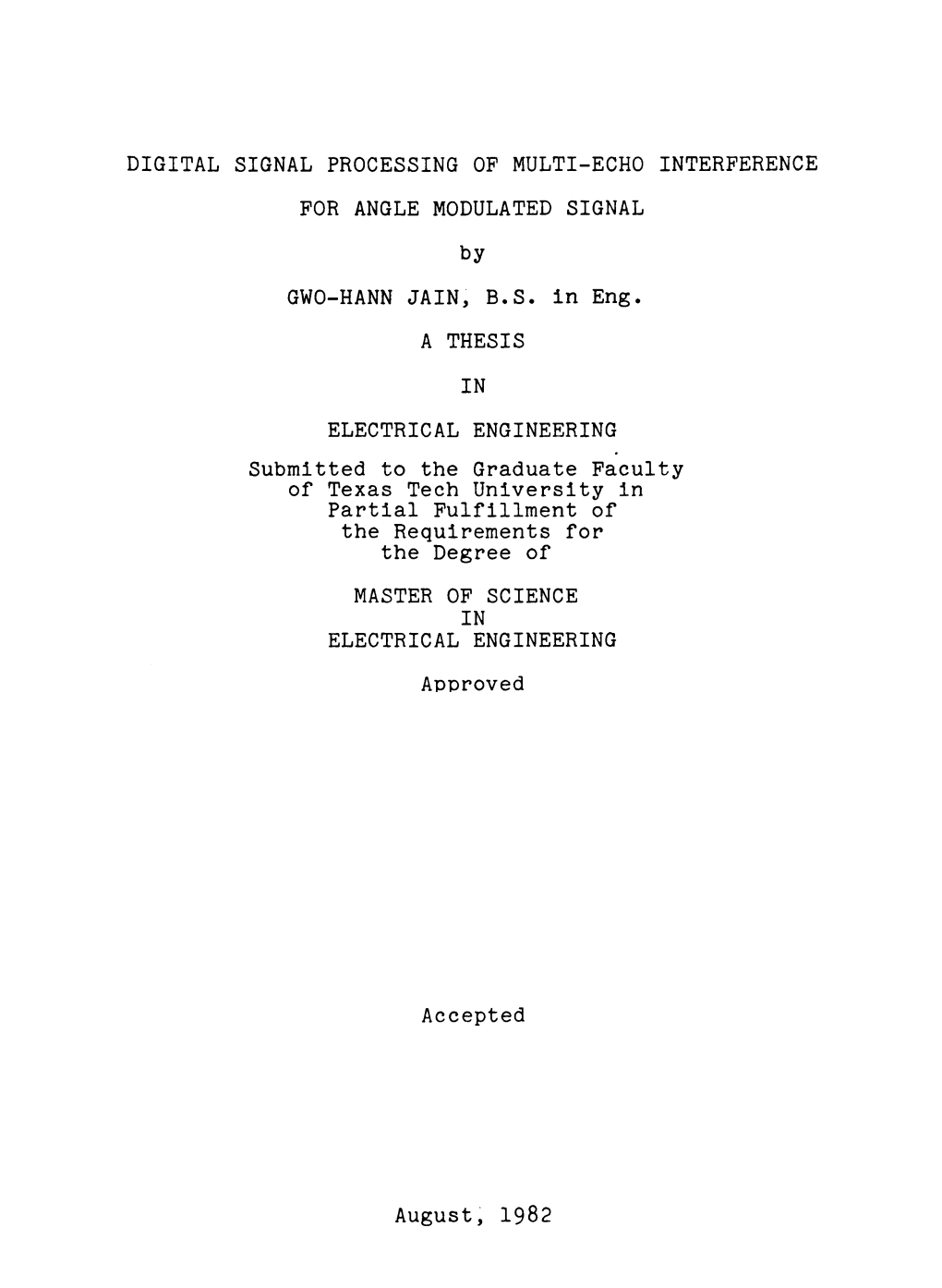 Digital Signal Processing of Multi-Echo Interference for Angle Modulated Signal