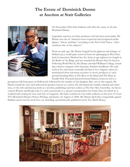 The Estate of Dominick Dunne at Auction at Stair Galleries
