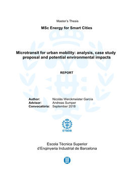 Microtransit for Urban Mobility: Analysis, Case Study Proposal and Potential Environmental Impacts