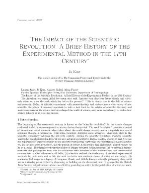 The Impact of the Scientific Revolution: a Brief History of the Experimental Method in the 17Th Century∗
