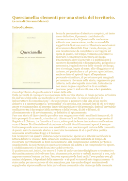 Quercianella: Elementi Per Una Storia Del Territorio. (A Cura Di Giovanni Manco)