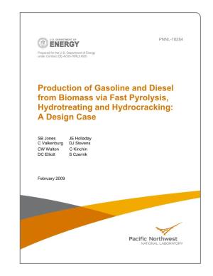 Production of Gasoline and Diesel from Biomass Via Fast Pyrolysis, Hydrotreating and Hydrocracking: a Design Case
