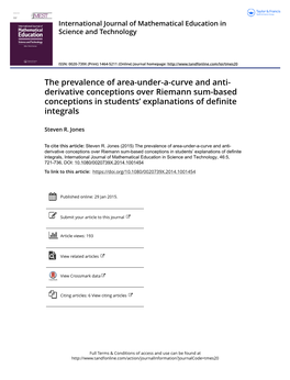 Derivative Conceptions Over Riemann Sum-Based Conceptions in Students’ Explanations of Definite Integrals