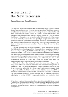 America and the New Terrorism by Steven Simon and Daniel Benjamin