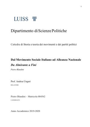 Dal Movimento Sociale Italiano Ad Alleanza Nazionale Da Almirante a Fini Pietro Blandini