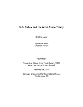 US Policy and the Arms Trade Treaty