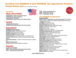 Certified Low-FODMAP and Low-FODMAP by Ingredient Products