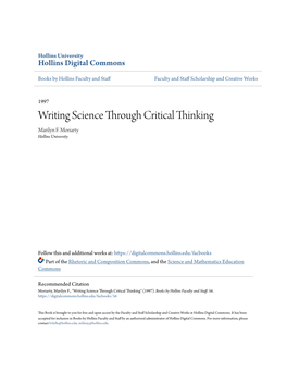 Writing Science Through Critical Thinking Marilyn F