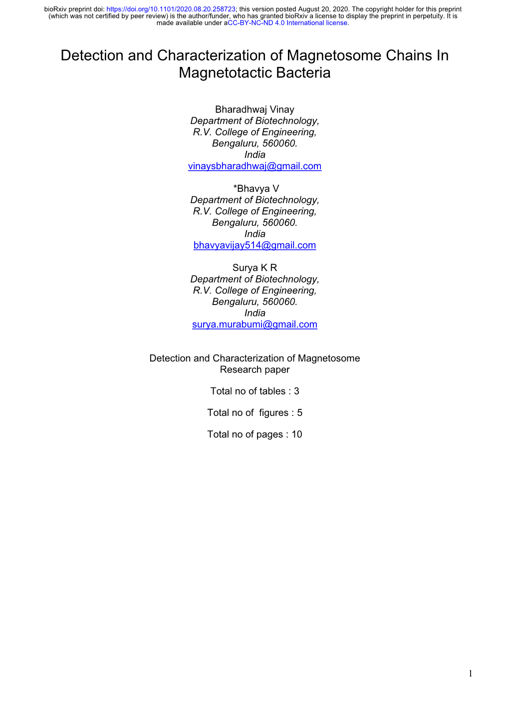 Detection and Characterization of Magnetosome Chains in Magnetotactic Bacteria