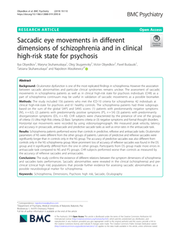 Saccadic Eye Movements in Different Dimensions of Schizophrenia and In