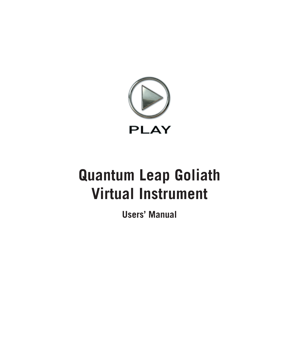 Quantum Leap Goliath Virtual Instrument Manual